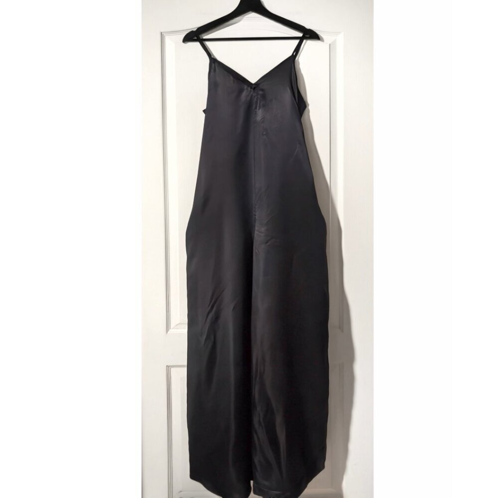Athleta Black Satin Wide-Leg Slip Jumpsuit Pajama - Picture 3 of 16